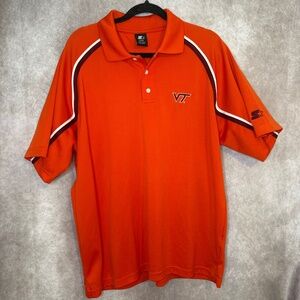 Virginia Tech Hokies Starter Polo Embroidered Stripe‎ VT Mens Size Large Orange